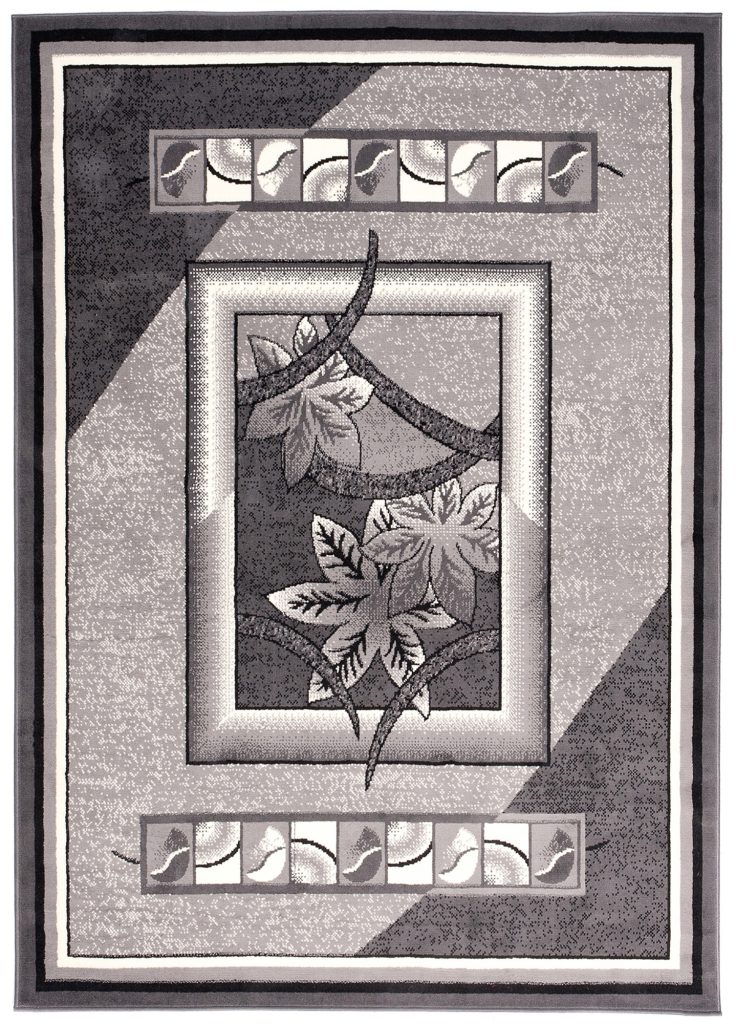 Covor Dream Gri Geometric Flori Ramă