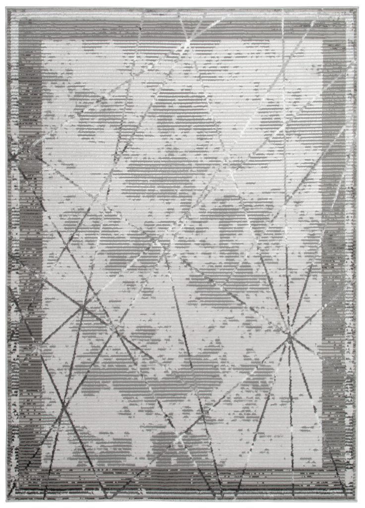 Covor Crystal Gri Ramă Geometric Efect 3D