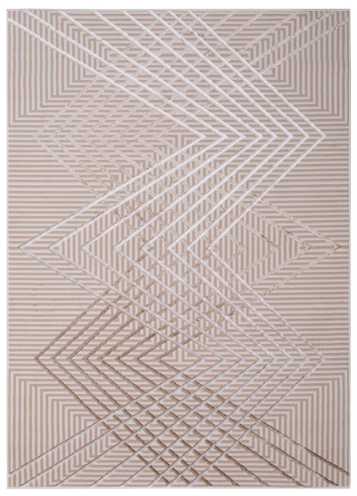 Covor Crystal Bej Maro Zigzag Geometric Efect 3D