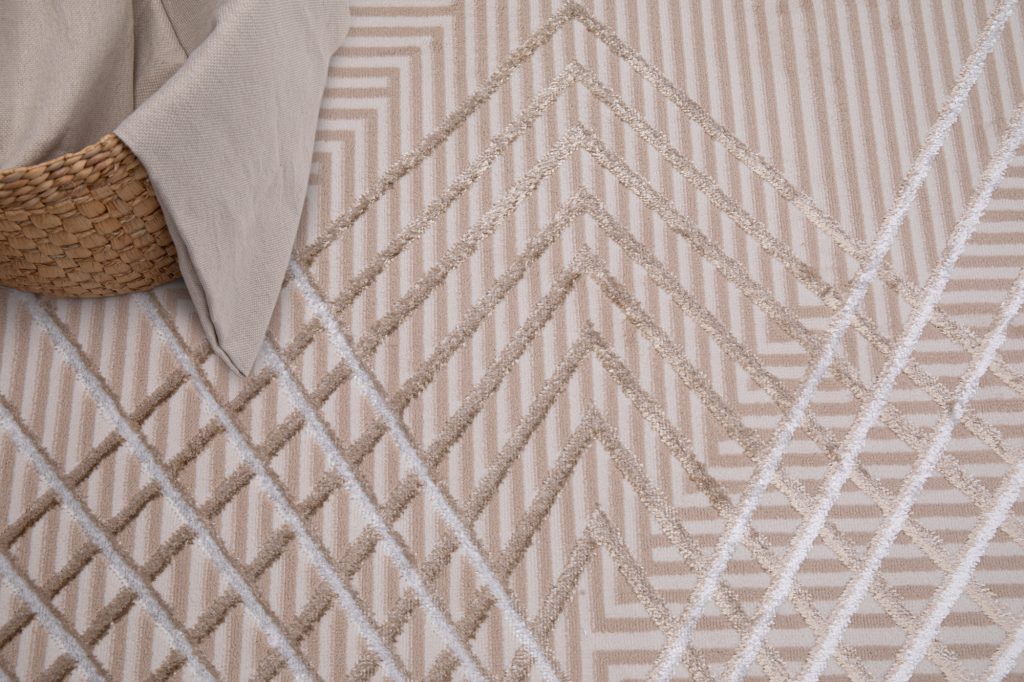 Covor Crystal Bej Maro Zigzag Geometric Efect 3D