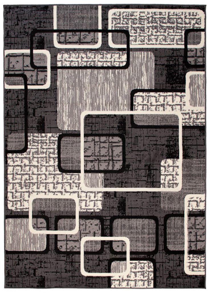 Covor Dream Gri Negru Geometric Dreptunghiuri