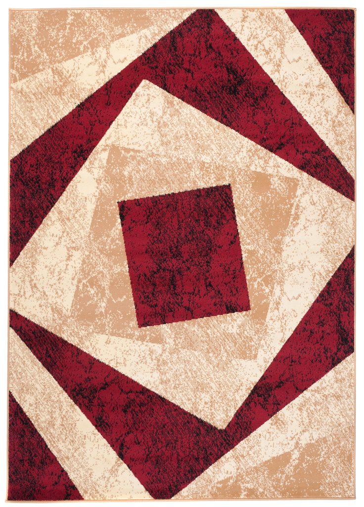 Covor Dream Geometric Crem Roșu Pătrate