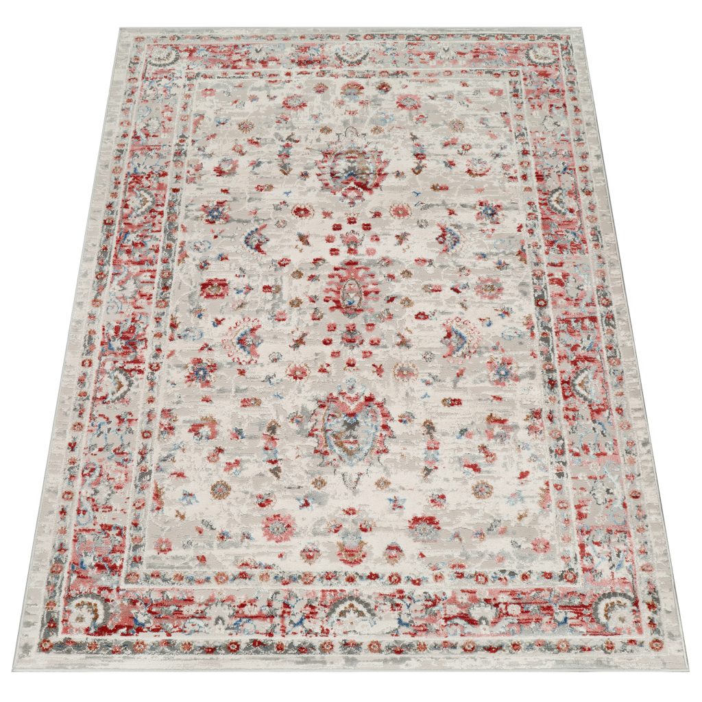Covor Retro Roșcat Gri Ornamente Vintage