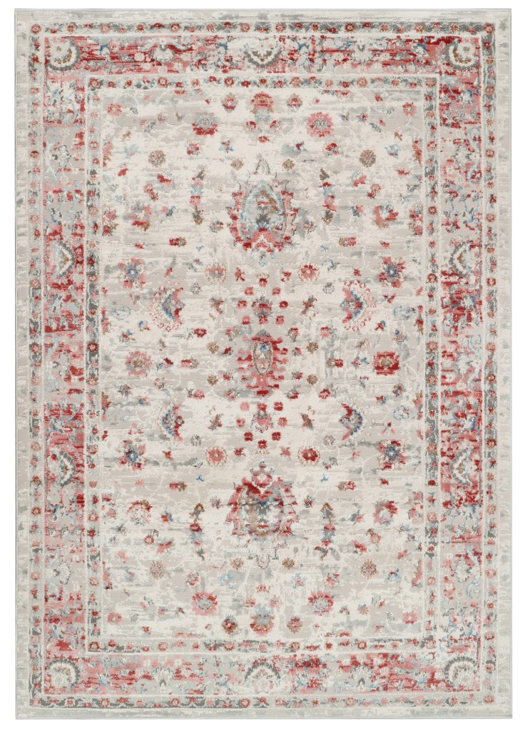 Covor Retro Roșcat Gri Ornamente Vintage