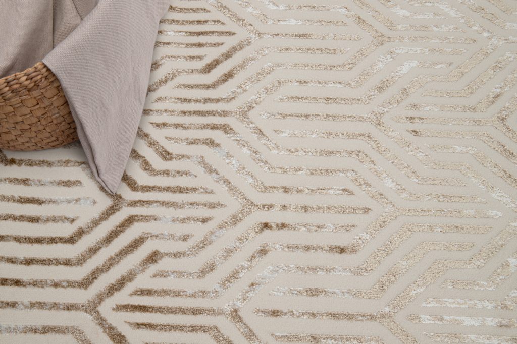Covor Crystal Maro Crem Bej Linii Efect 3D
