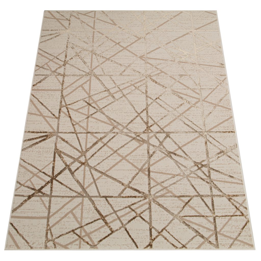 Covor Crystal Bej Maro Abstract Linii Efect 3D