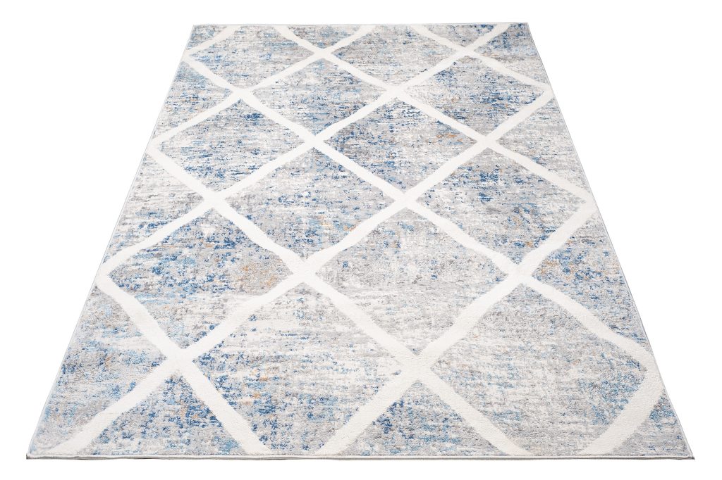Covor Valley Gri Albastru Geometric Carouri