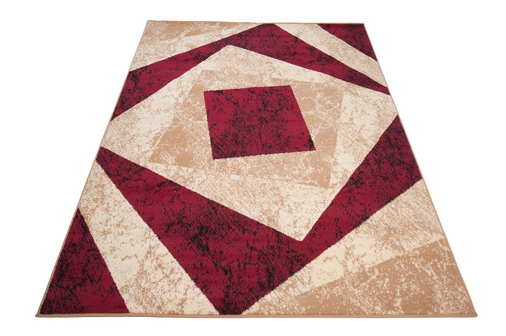 Covor Dream Geometric Crem Roșu Pătrate