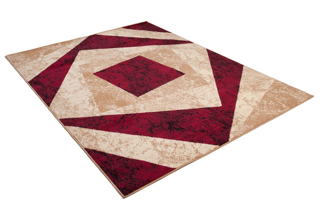 Covor Dream Geometric Crem Roșu Pătrate