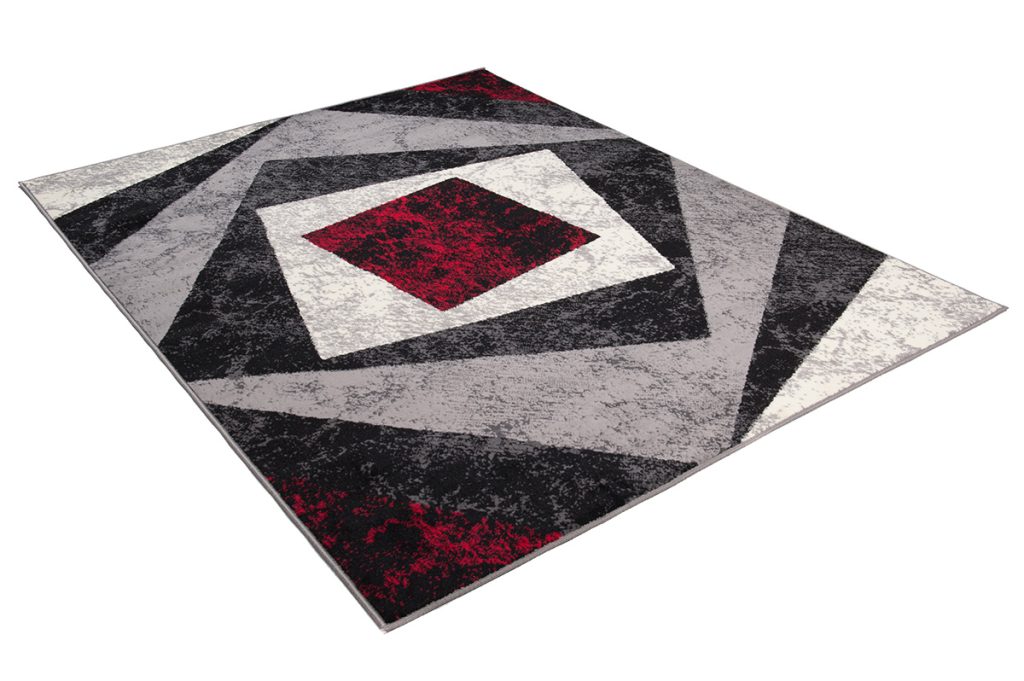 Covor Dream Geometric Gri Roșu Pătrate
