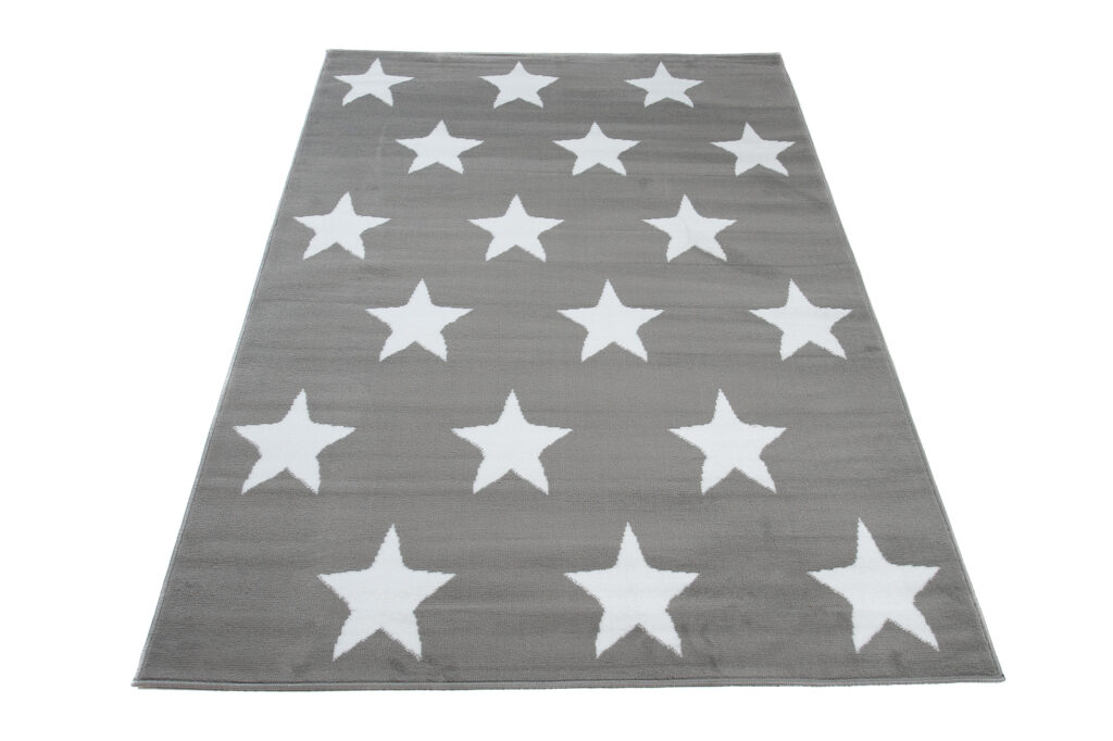 Covor Luxury Gri Alb Stele pentru Copii