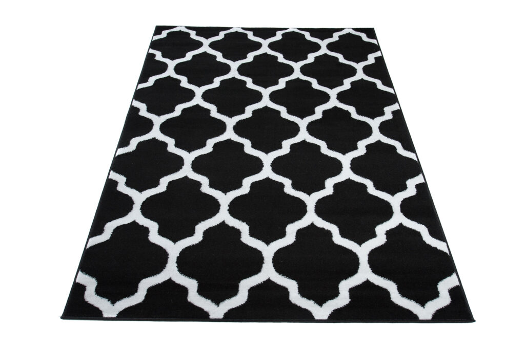 Covor Luxury Negru Alb Geometric Trellis