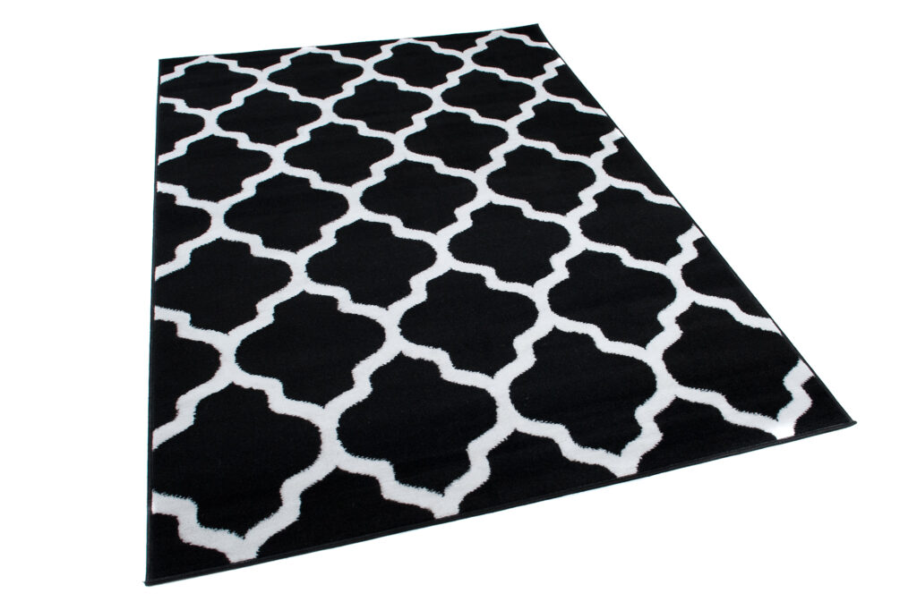 Covor Luxury Negru Alb Geometric Trellis