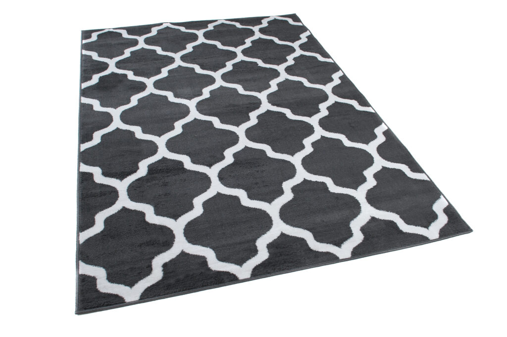 Covor Luxury Gri Închis Alb Geometric Trellis