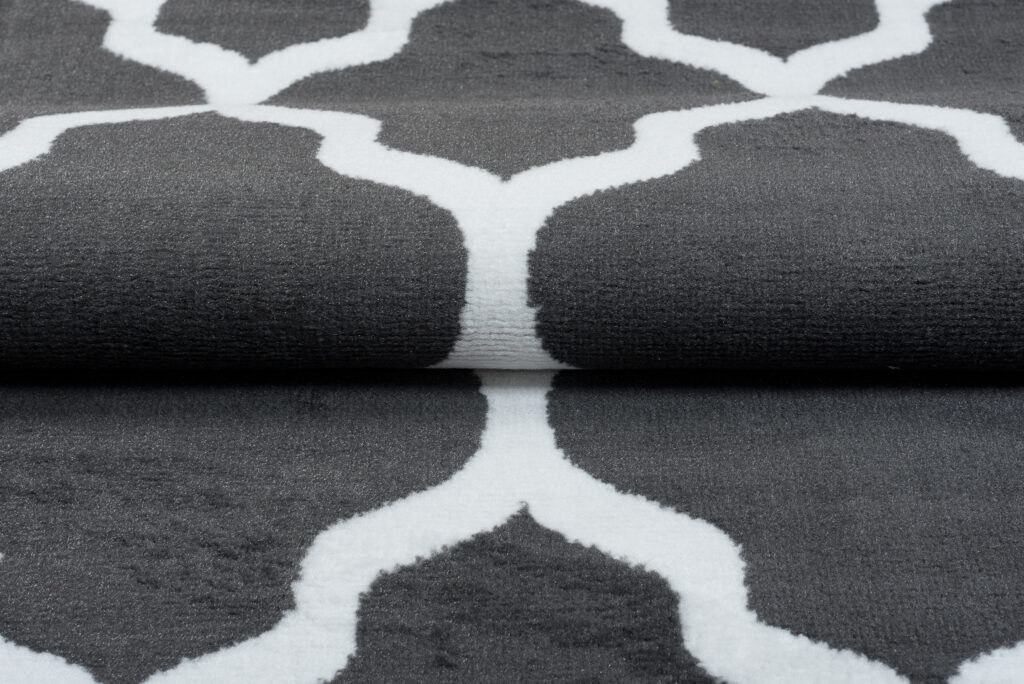 Covor Luxury Gri Închis Alb Geometric Trellis