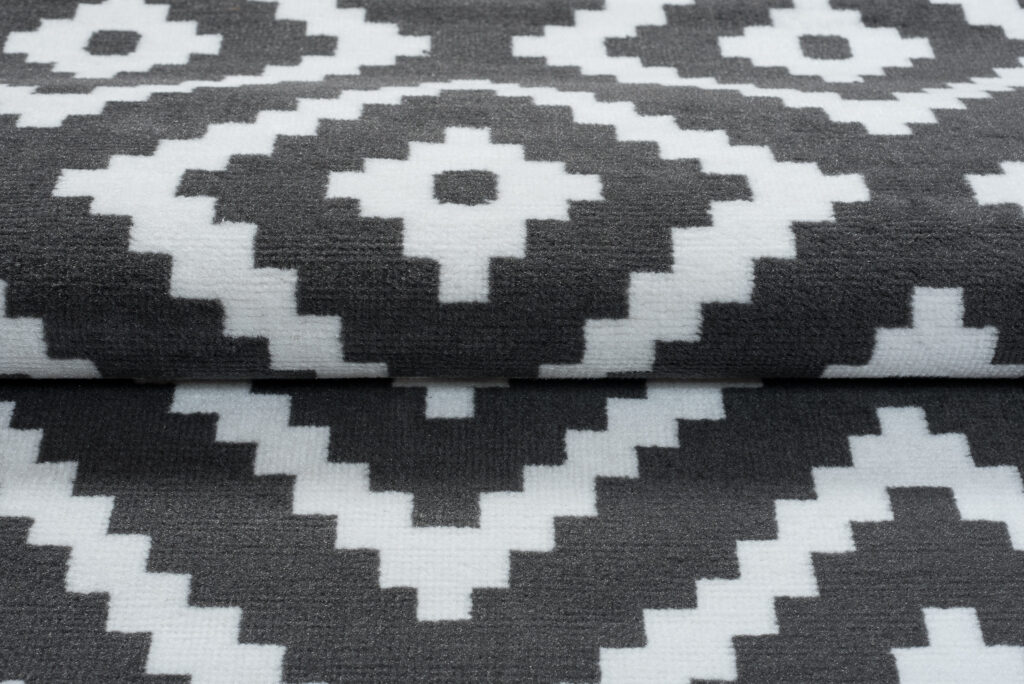 Covor Luxury Gri Alb Geometric Diamant