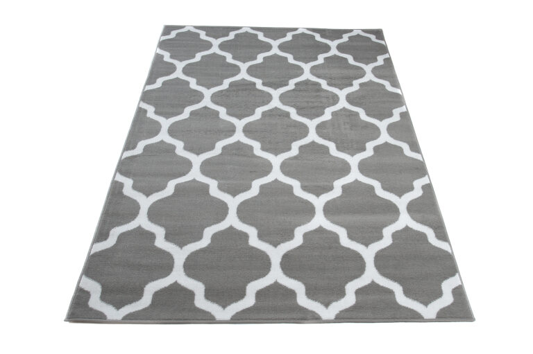 Covor Luxury Gri Deschis Alb Geometric Trellis