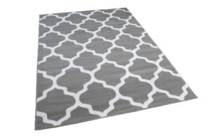 Covor Luxury Gri Deschis Alb Geometric Trellis