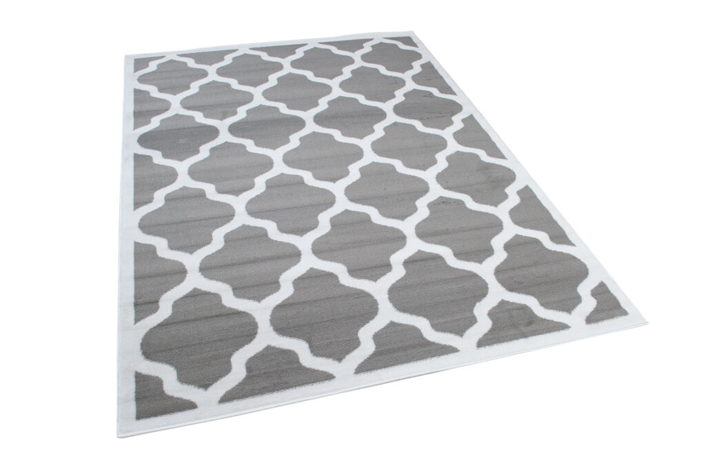 Covor Luxury Gri Alb Geometric Trellis Ramă
