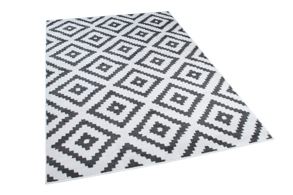 Covor Luxury Alb Gri Geometric Diamant