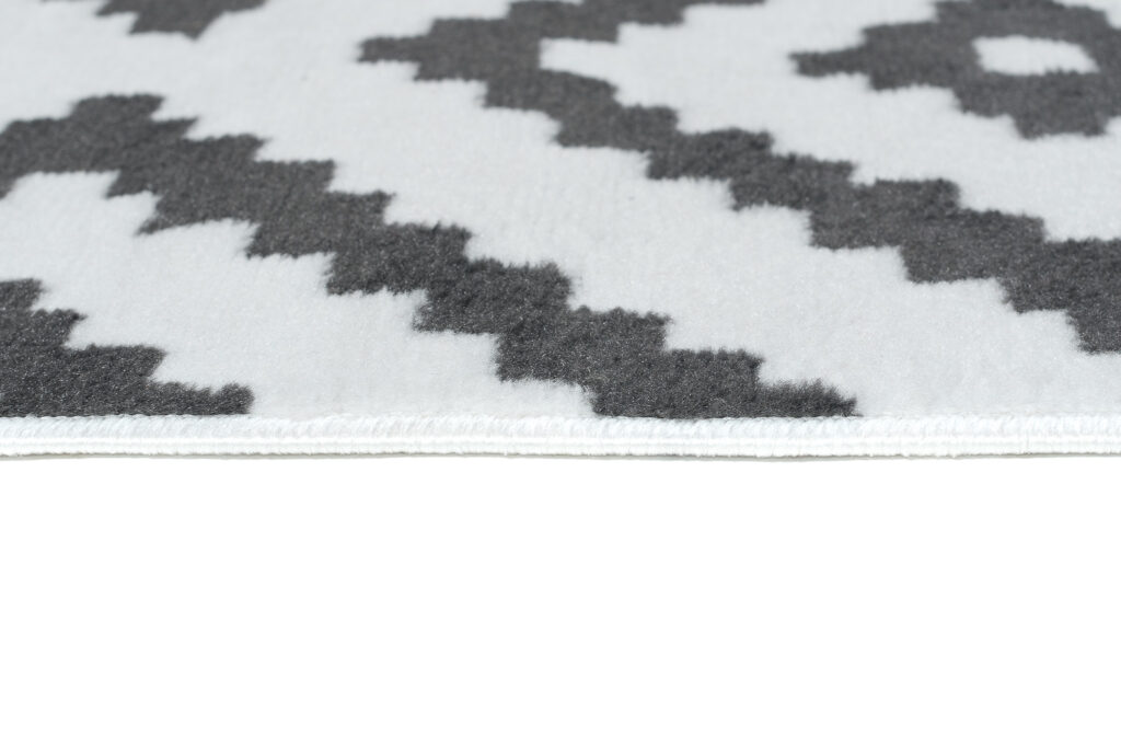 Covor Luxury Alb Gri Geometric Diamant