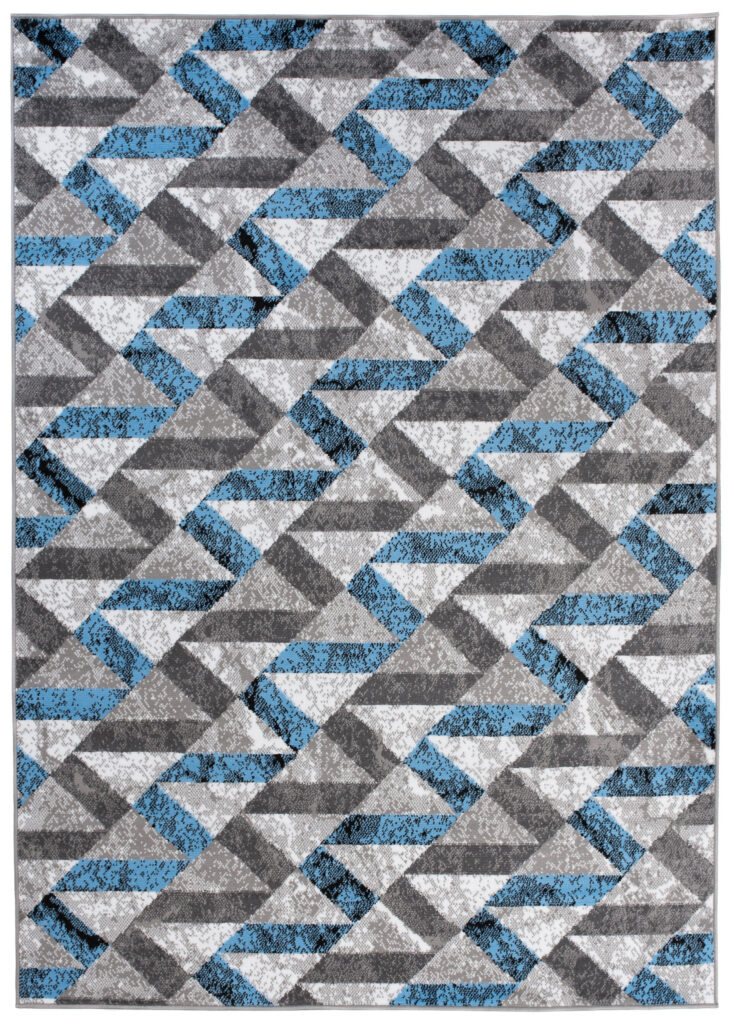 Covor Maya Gri Albastru Abstract Zigzaguri