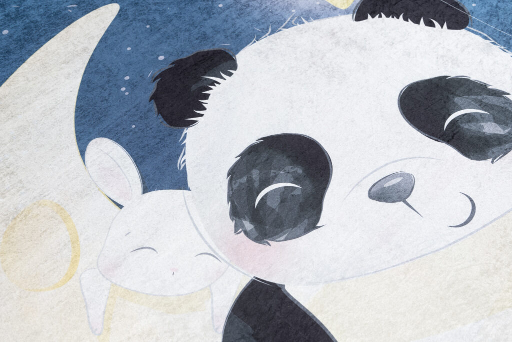 Covor pentru copii Emma Bleumarin Panda Antiderapant