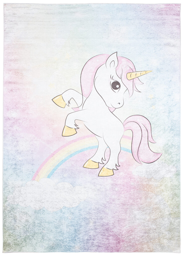 Covor Emma Antiderapant Lavabil Roz Unicorn