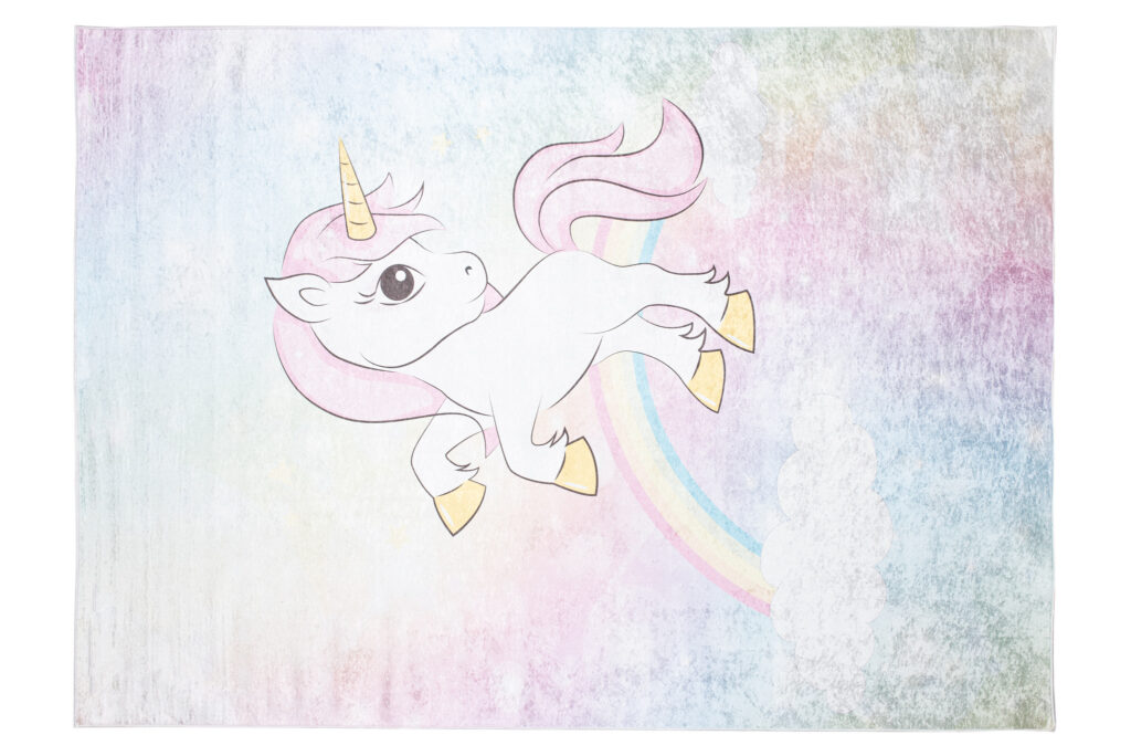 Covor Emma Antiderapant Lavabil Roz Unicorn