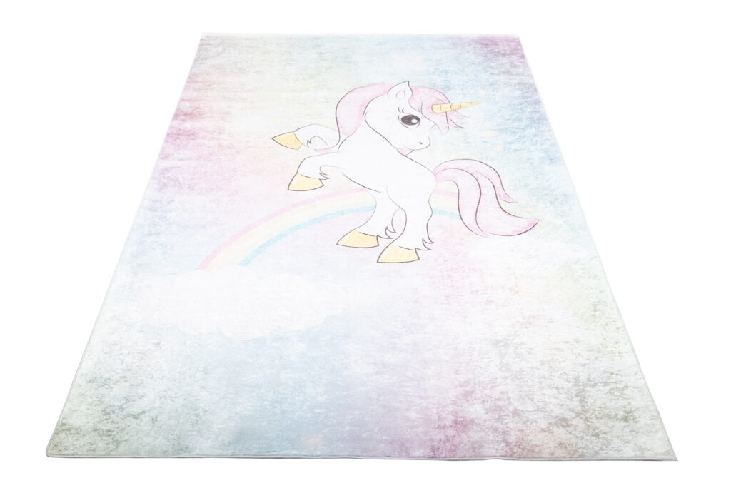 Covor Emma Antiderapant Lavabil Roz Unicorn