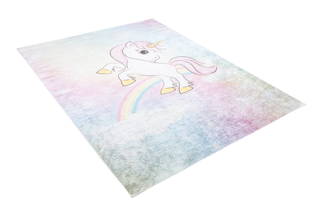 Covor Emma Antiderapant Lavabil Roz Unicorn