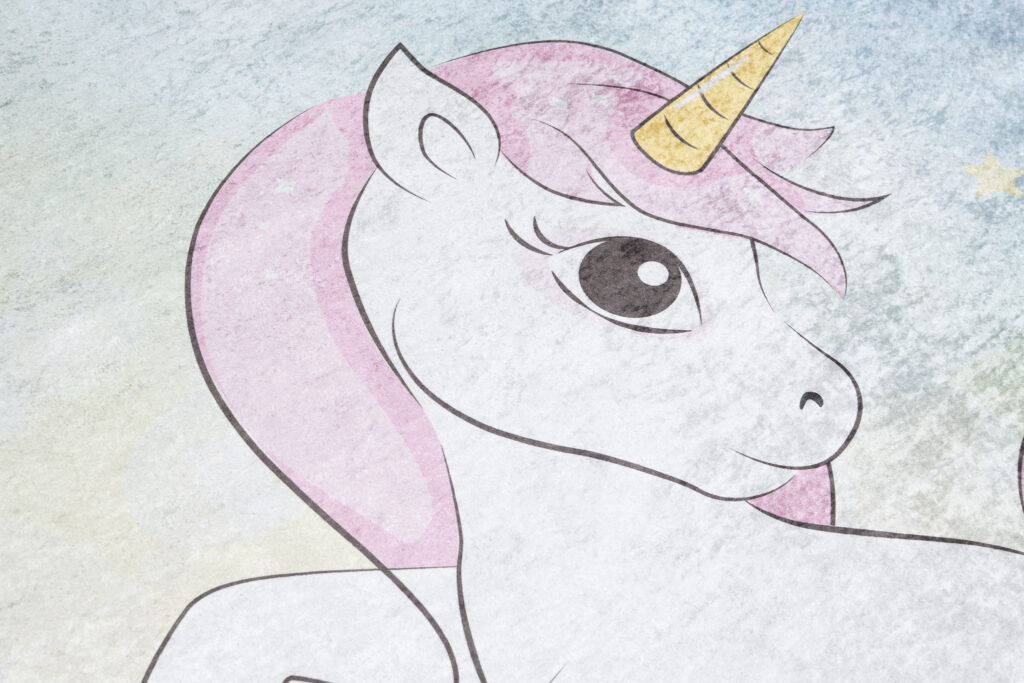 Covor Emma Antiderapant Lavabil Roz Unicorn