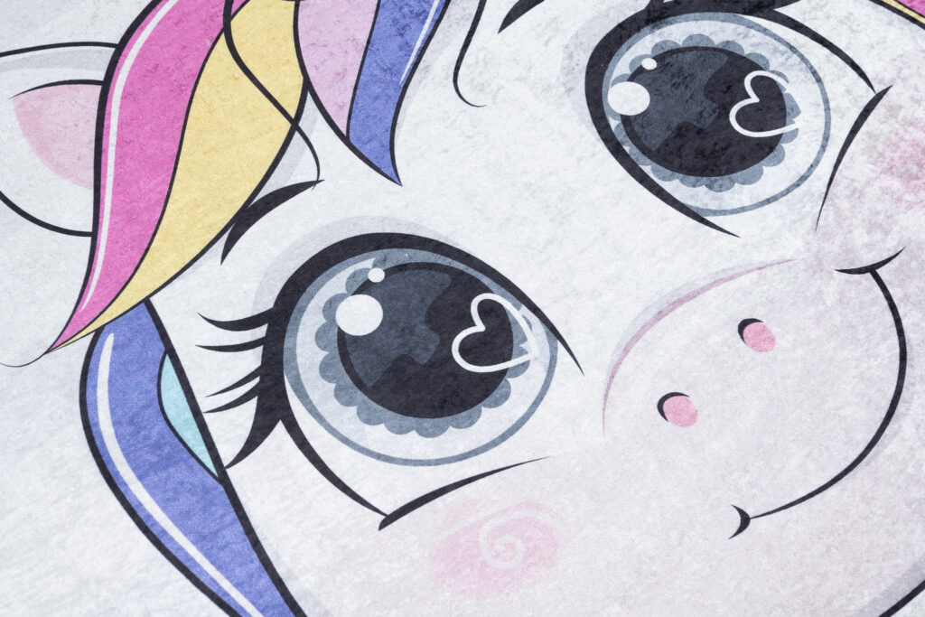 Covor pentru copii Emma Gri Unicorn Antiderapant