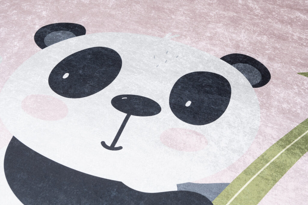 Covor Emma Antiderapant Lavabil Roz Panda Bambus