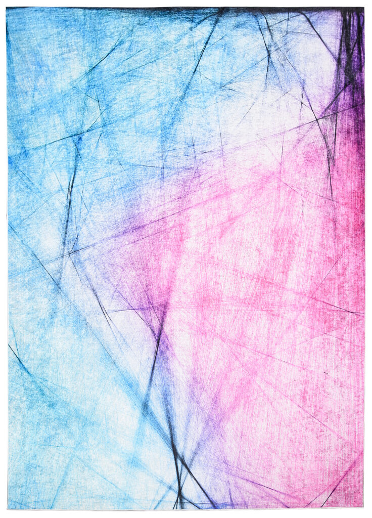 Covor Toscana Roz-Albastru cu Linii Abstracte