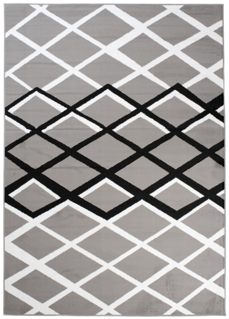 Covor Luxury Gri Negru Geometric Carouri