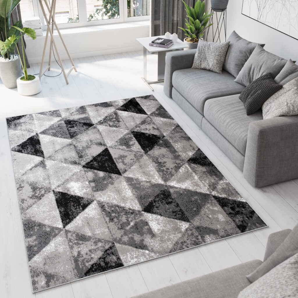 Covor Luxury Gri Geometric Triunghiuri