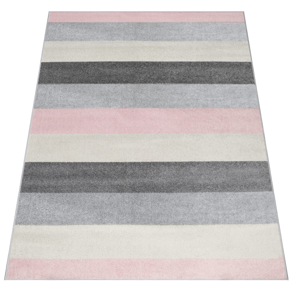 Covor Lazur Gri Roz Geometric Linii