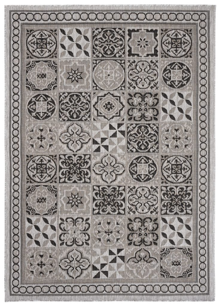 Covor Melissa Gri Negru Mozaic Interior Exterior