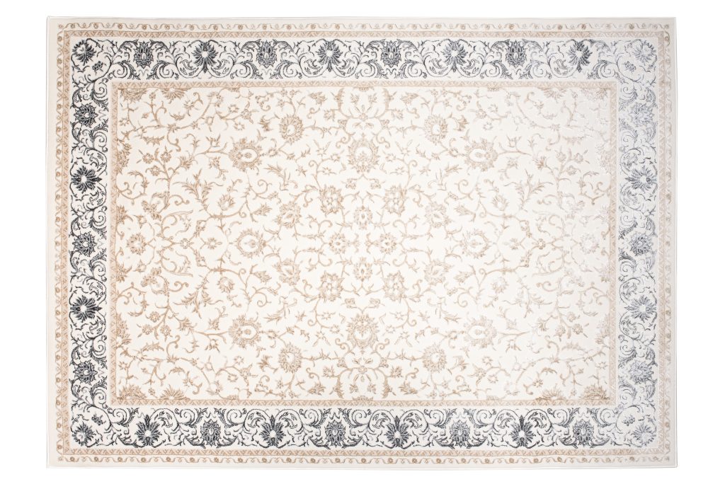 Covor Hera Crem Bej Gri Vintage Ramă Efect 3D