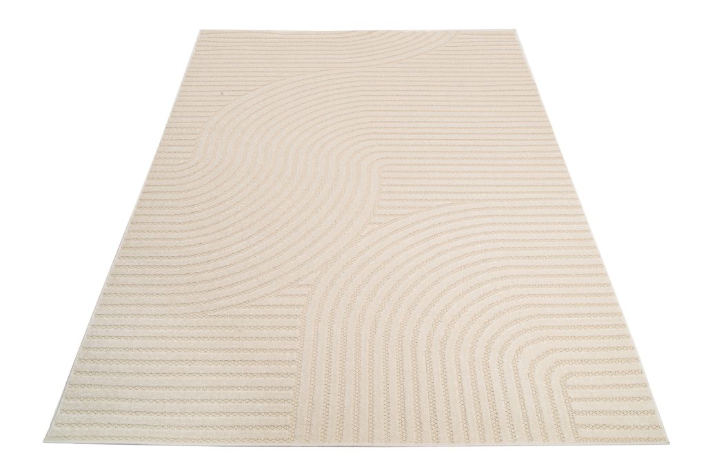 Covor de Exterior Patio Crem Linii