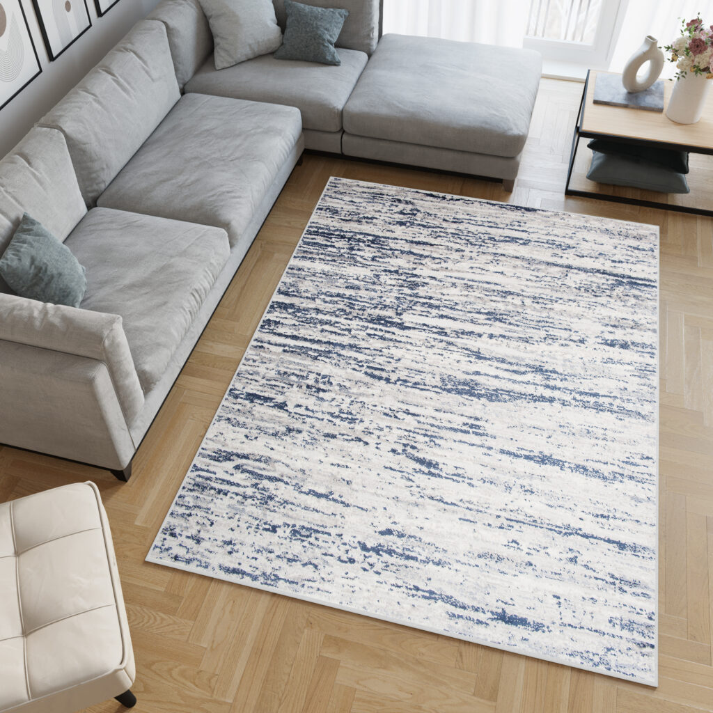 Covor Sky Albastru Crem Modern Linii