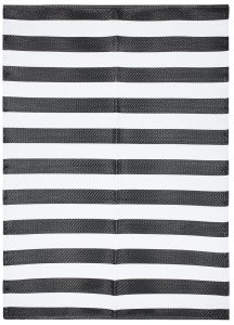 Covor Ibiza Outdoor reversibil impermeabil negru alb dungi