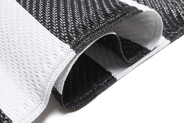 Covor Ibiza Outdoor reversibil impermeabil negru alb dungi