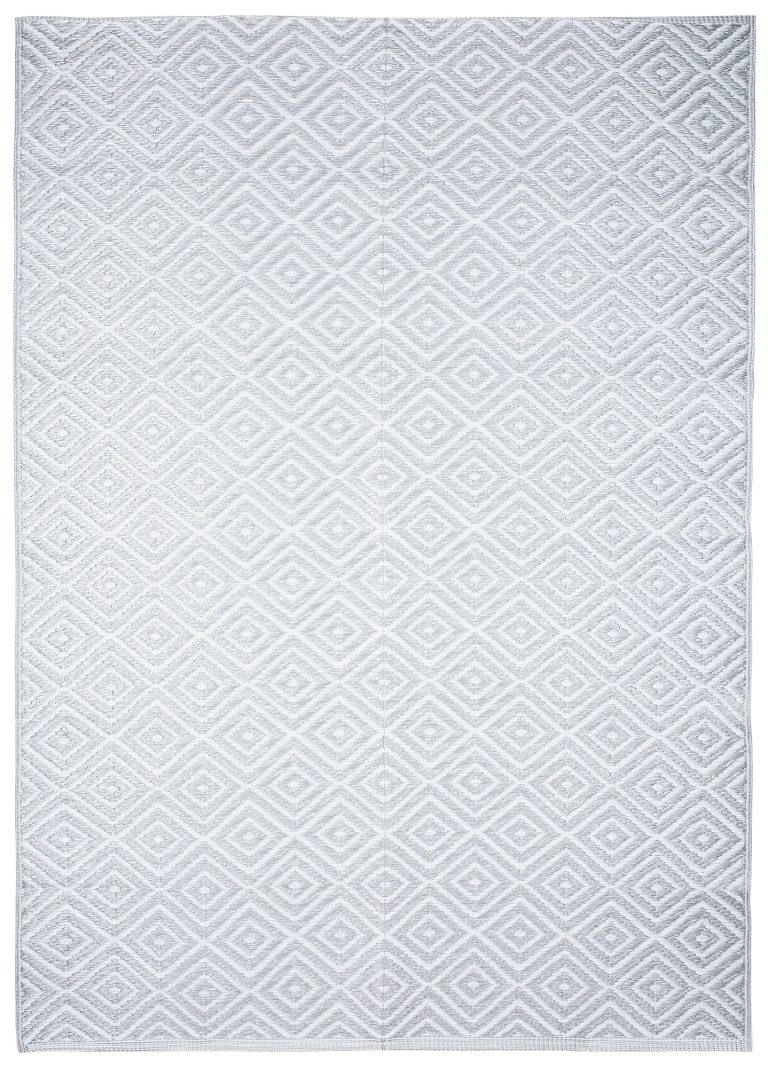 Covor Ibiza Outdoor reversibil impermeabil gri alb romburi