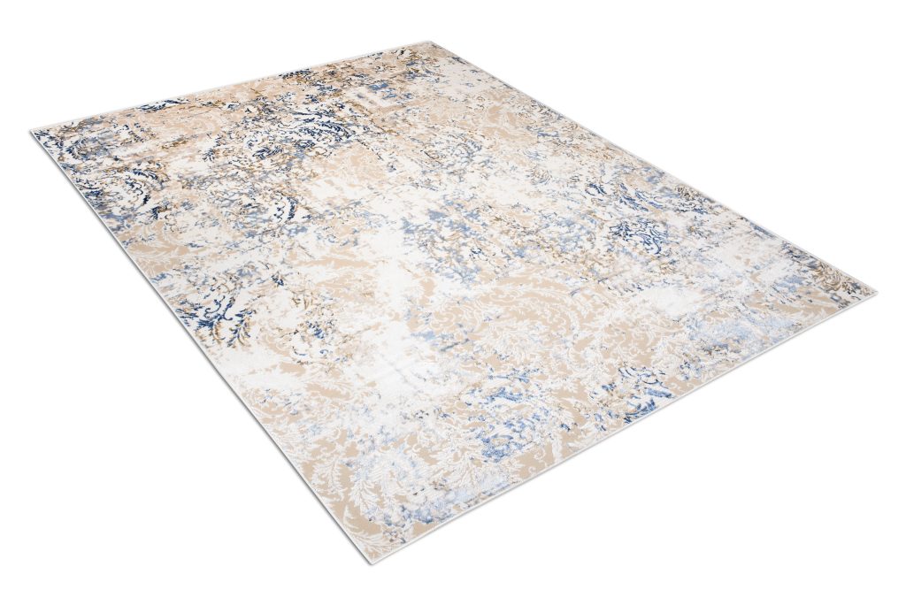 Covor Hera Crem Bej Albastru Ornamente Efect 3D