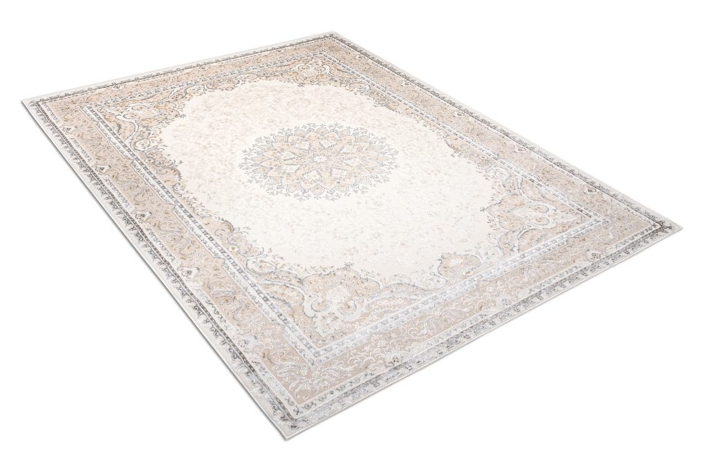 Covor Hera Crem Bej Gri Vintage Medalion Efect 3D