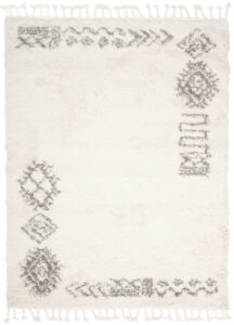 Covor Boho cu Ciucuri Crem Etnic Shaggy