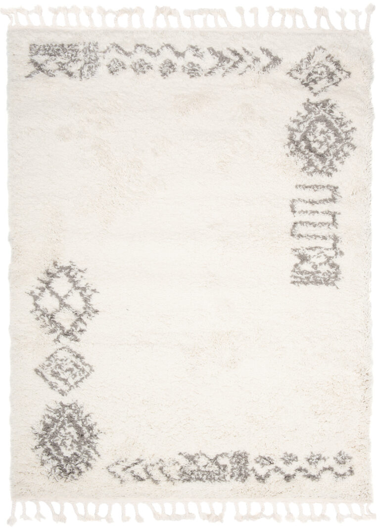 Covor Boho cu Ciucuri Crem Etnic Shaggy