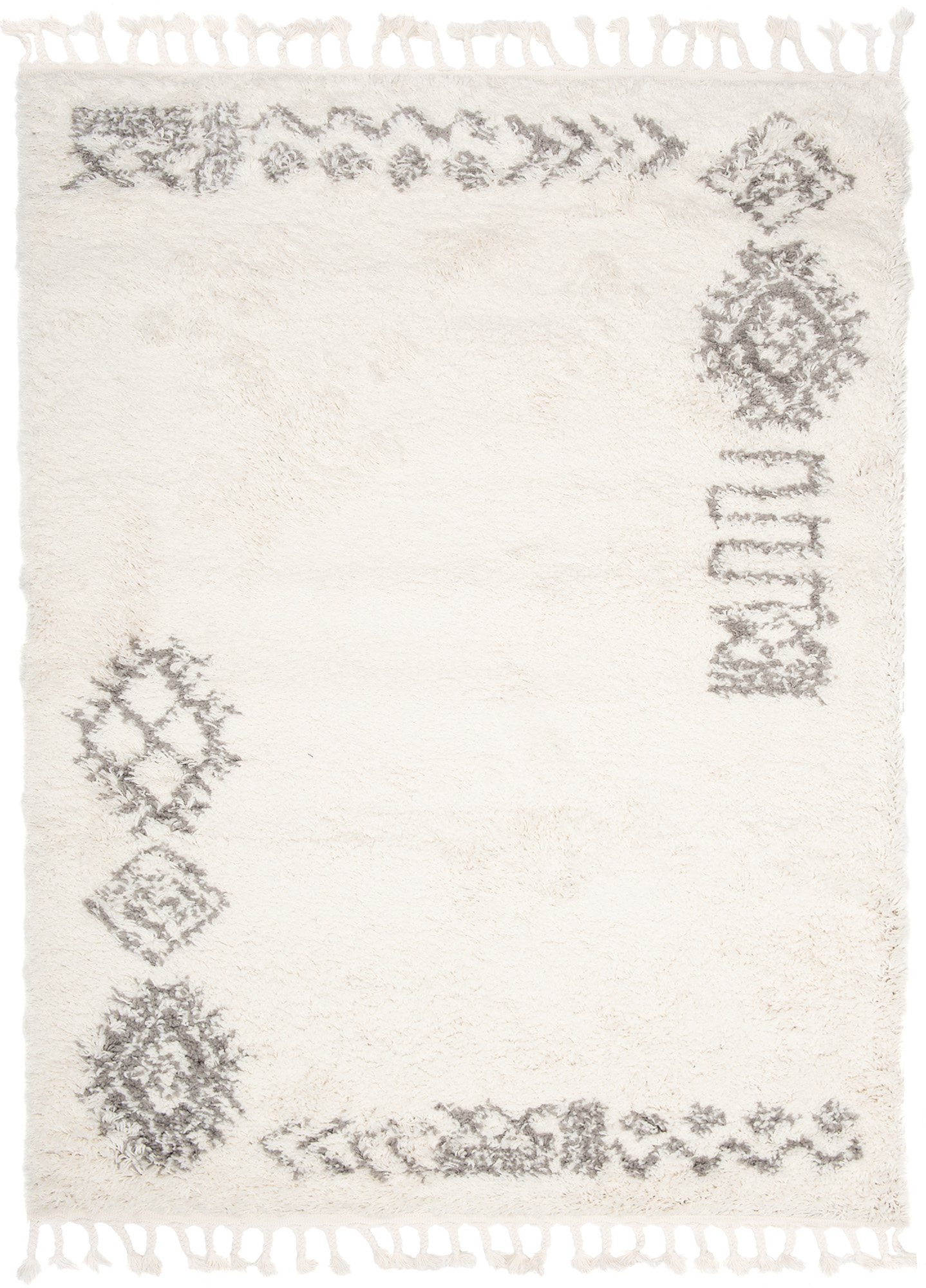 Covor Boho cu Ciucuri Crem Etnic Shaggy